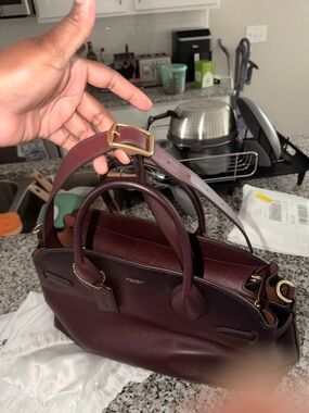 Coach Burgundy Leather Satchel with Gold Hardware